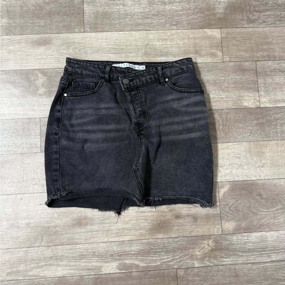 Tinseltown Charcoal Denim Skirt